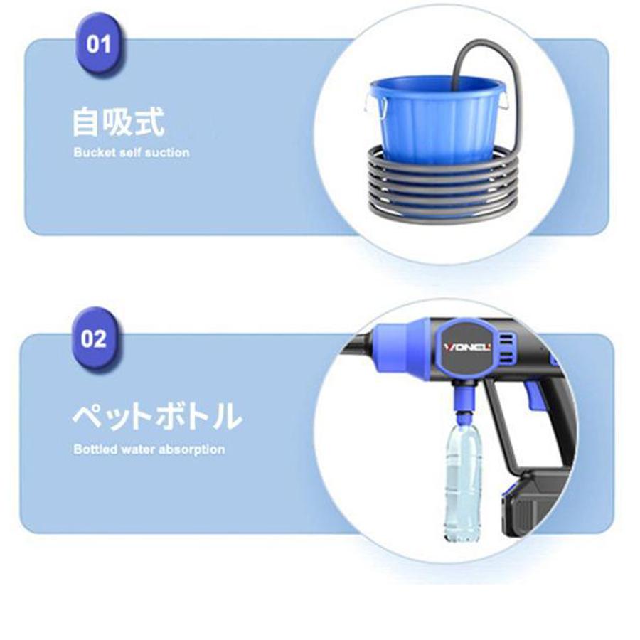 高圧洗浄機 コードレス 充電式 12MPa 600W 強力な噴射 8-10M 20000mAh