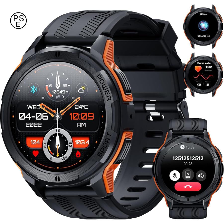 スマートウォッチ 防水防塵耐衝撃smart watch 1.43インチAMOLED高精細