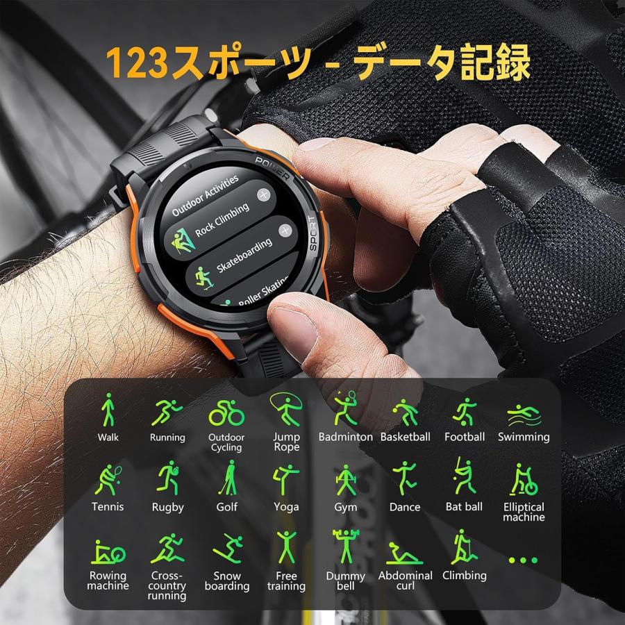 スマートウォッチ 防水防塵耐衝撃smart watch 1.43インチAMOLED高精細