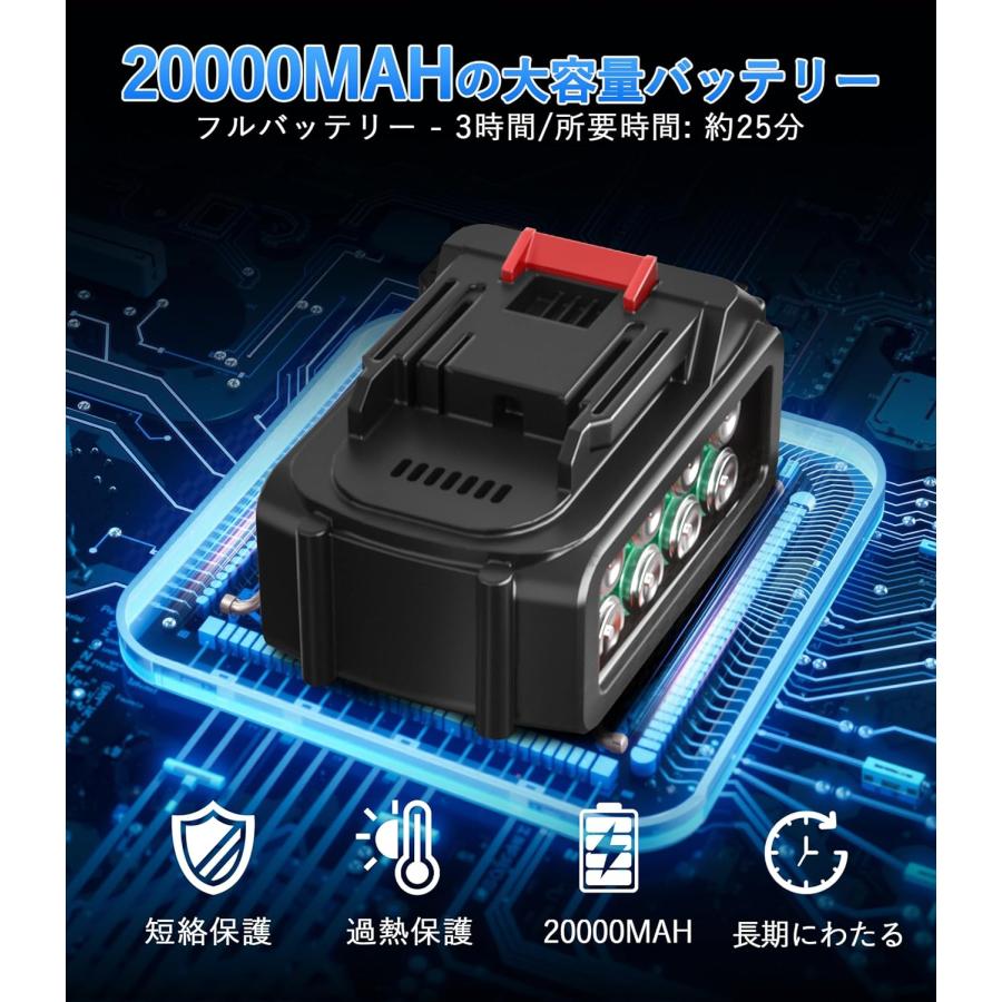高圧洗浄機 コードレス 充電式 6 in 1ノズル 自吸式噴射距離10M 多機能