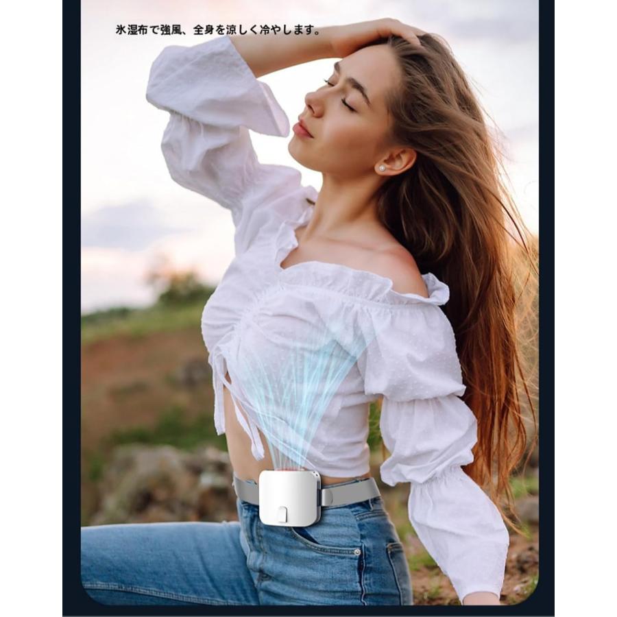 腰掛け/首掛け/卓上の3way」冷感扇風機 携帯扇風機 冷却プレート付き