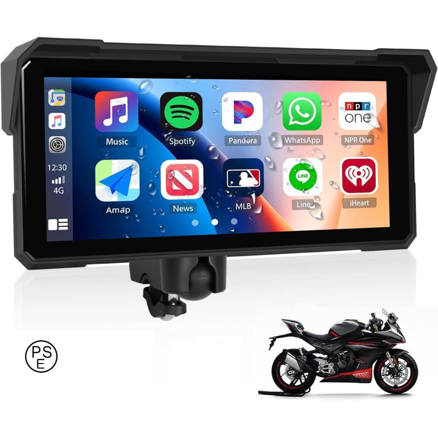 バイク スマートモニター CarPlay And Auto対応 バイク用ナビ 最新設計 8インチ バイク用ディスプレイオーディオ バイクナビ