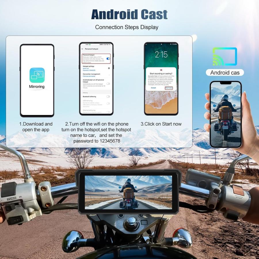 最新設計 8インチ バイク用ディスプレイオーディオ バイクナビ バイク
