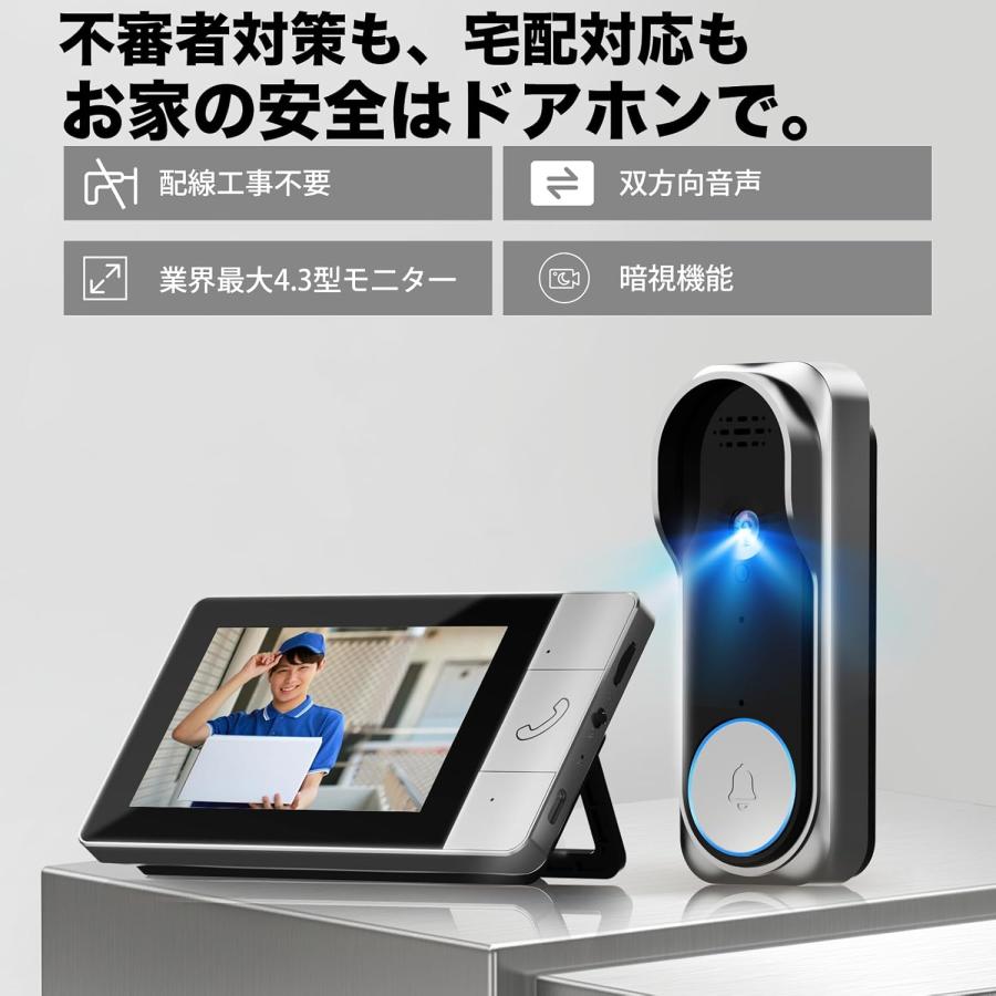 【 ワイヤレス インターホン】スマホ連動 広角 暗視 録画 双方向音声 遠隔監視 Amazon.co.jp: ZAIDER インターホン カメラ付き 工事不要