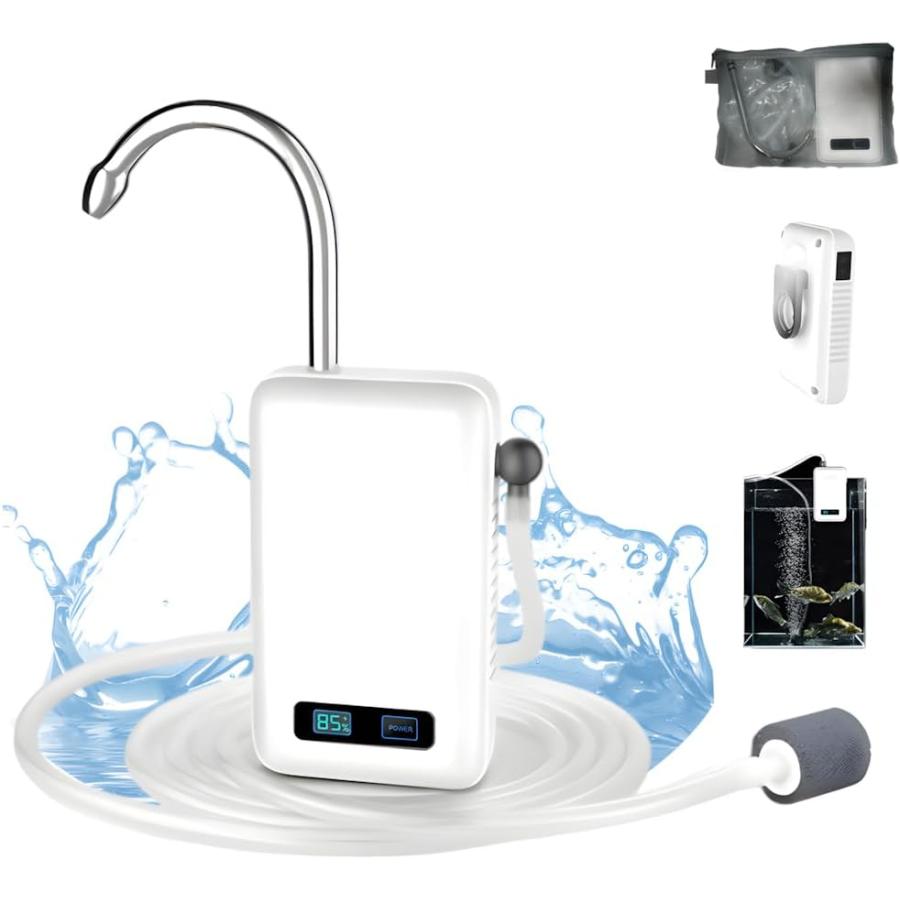 2024革新・5200mAh アウトドアポンプ 充電式 ウォーターポンプ エアーポンプ 給水ポンプ LEDライト付き センサー感知スイッチ付き 電動式 一体化 新型 釣り用 |  | 02