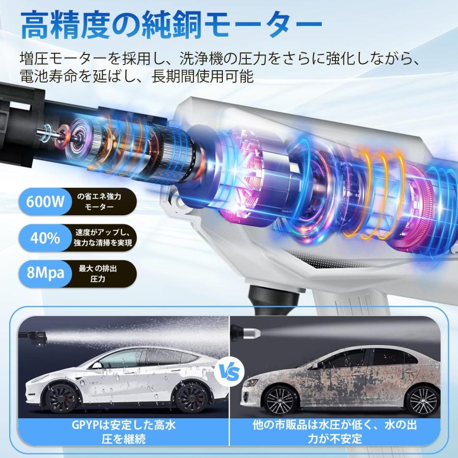 新品未使用☆ネット価格¥12500 高圧洗浄機 コードレス 充電式 10000mAhバッテリー2個付き喷射压力8Mpa マキタ互換バッテリー 噴射距離10M 6in1ノズル 高性能 収納ケース 持ち運び便利 庭/屋外/階段/ガラス/ブロック塀/玄関/ベランダ/浴室/年末大掃除/キャンプ 日本語取扱説明書 white-lym-029 高圧洗浄機 コードレス 充電式 10000mAhバッテリー2個付き?射?力8Mpa