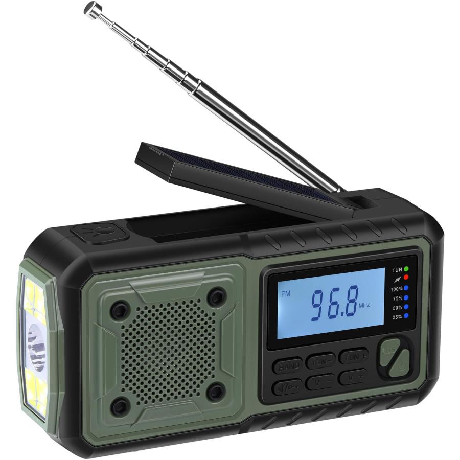防災ラジオ 5000mAh 短波 FM AM ワイドFM対応 懐中電灯 ソーラー