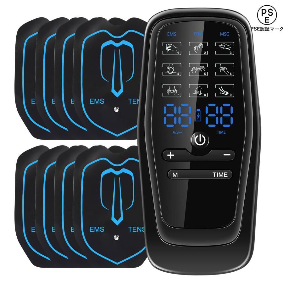 EMS 筋トレグッズ 充電式 9モード 30階段強度 A/Bデュアルチャネル仕様
