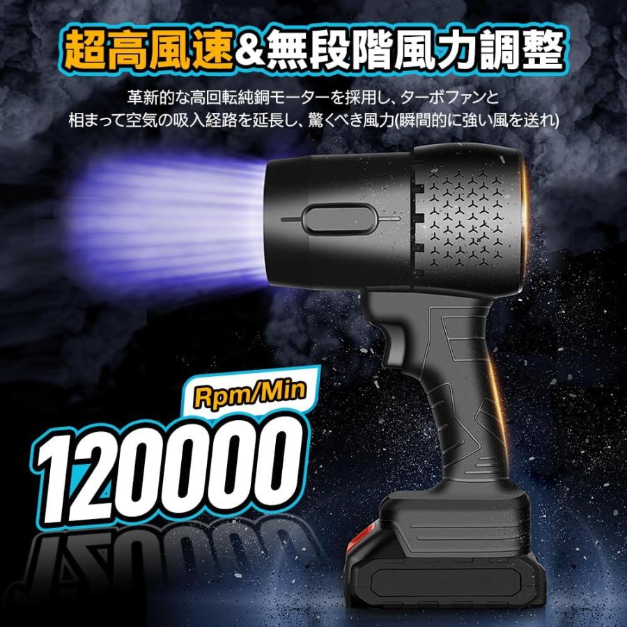 充電式 強力ターボファン 電動ブロワー ブロワー 洗車 超強力 電動エアダスター 380W 高効率 120000RPM 無段階