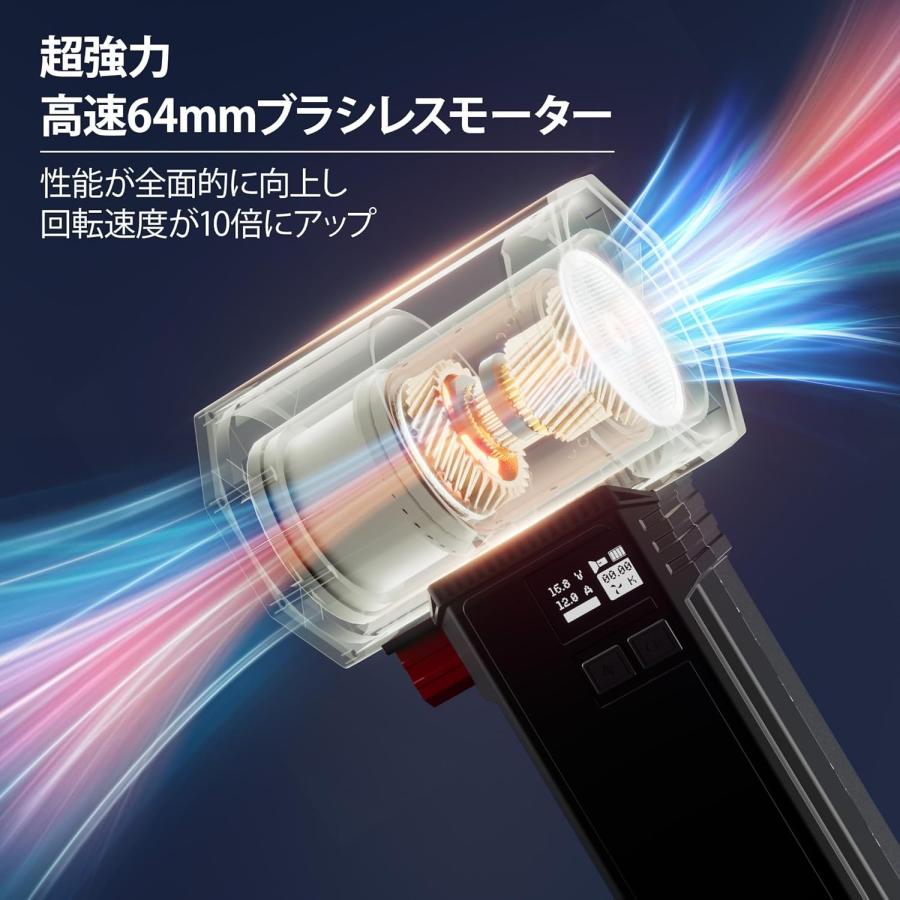 ブロワー 強力 x64 充電式 洗車用 64mm 超大風速 60m/s 瞬間推力1.6kg