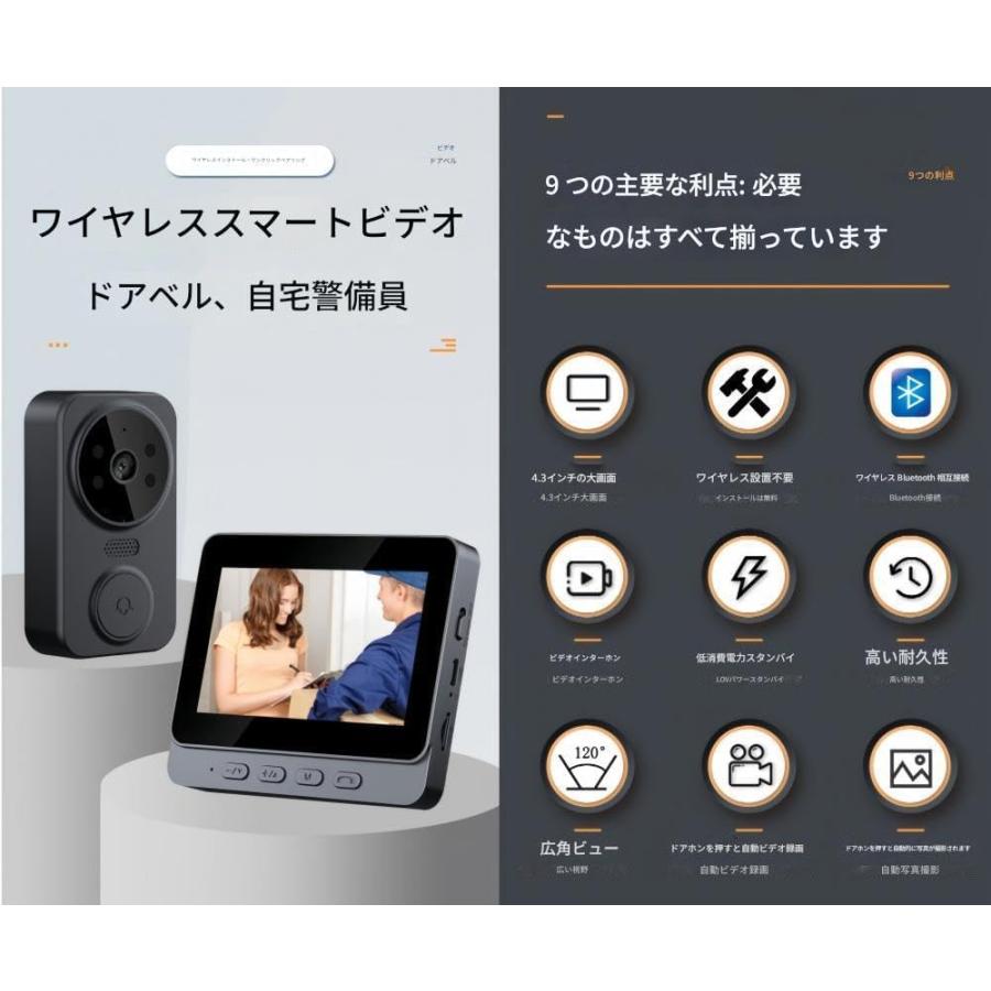 ワイヤレスドアベル  ビデオ機能付き スマホ対応 ビデオドアベルインターホン ワイヤレスインターホン インストール不要