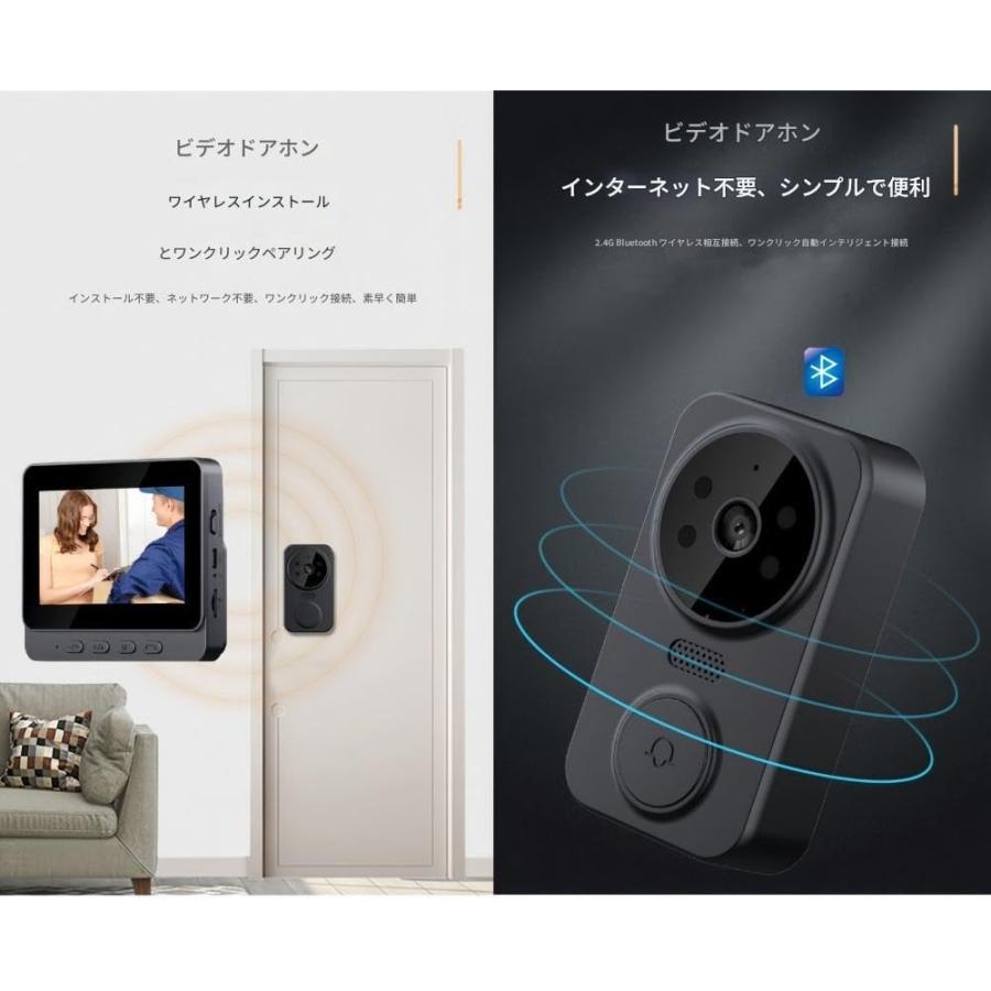ビデオドアベルインターホン ワイヤレスインターホン インストール不要