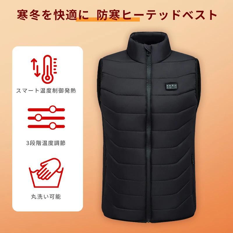 電熱ベスト 新品 日本製繊維ヒーター 速暖 28エリア発熱 3段階温度調節