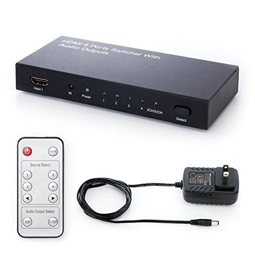 サンワダイレクト　HDMIセレクター　4入力×1出力　光、同軸デジタル出力付き　1080p対応　リモコン付　HDMI切替器　400-SW01