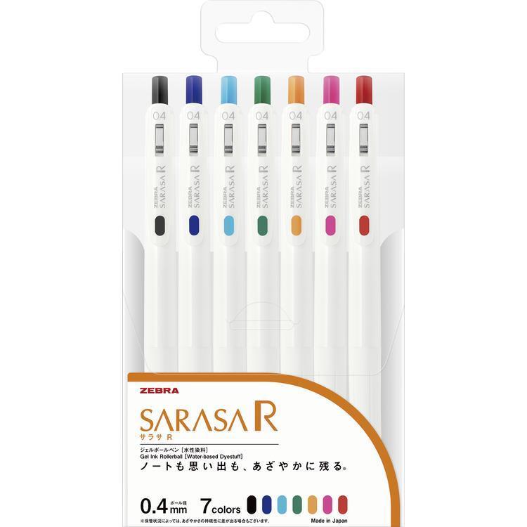 サラサ サラサR 7色セット 0.4mm ゲルインクボールペン 水性顔料