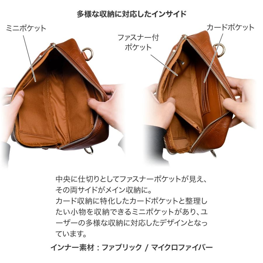 DomTeporna Italy ボディバッグ メンズ 本革 牛革 L字ファスナー DomTeporna Italy ボディバッグ メンズ 本革 牛革 L字ファスナー