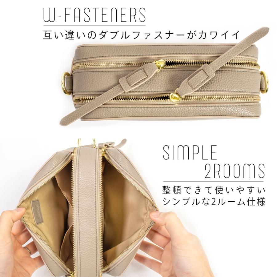 MALTA ショルダーバッグ レディース ダブルファスナー 斜めがけ 大人