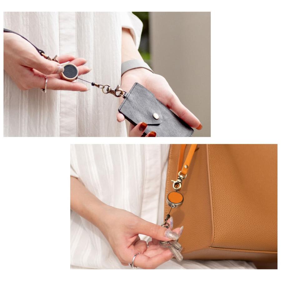 RafiCaro 本革 リールストラップ 45cm 伸びる 長め イタリアン