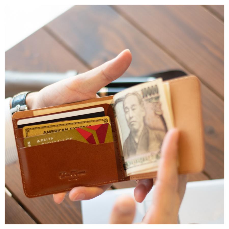 DomTeporna Italy 本革 マネークリップ 財布 小銭入れ付き カード 極薄