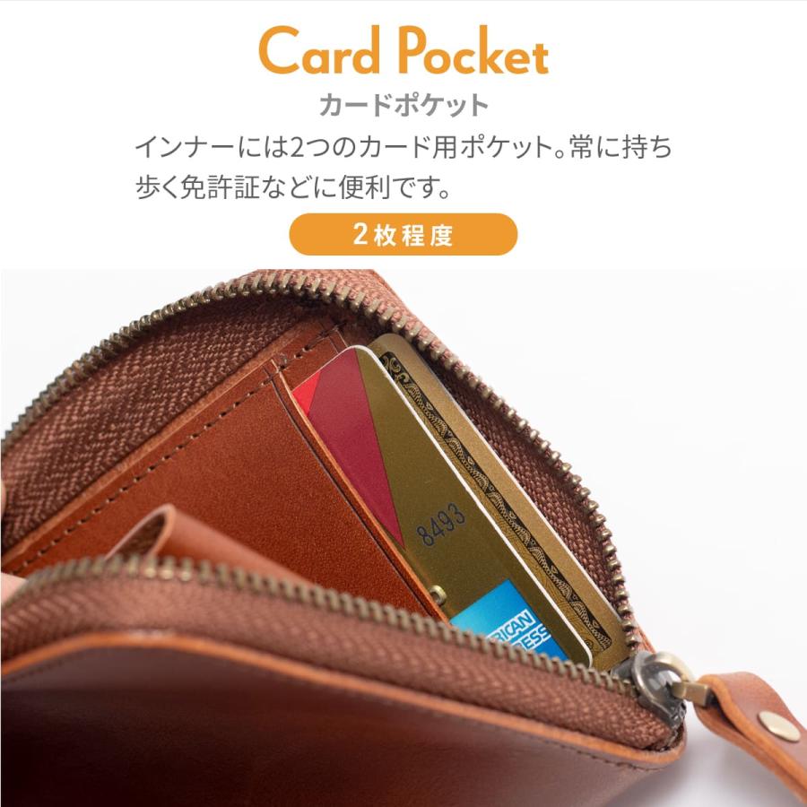 本革 ブッテーロレザー L字ファスナー 小さい財布 薄型 ミニ財布 牛革 