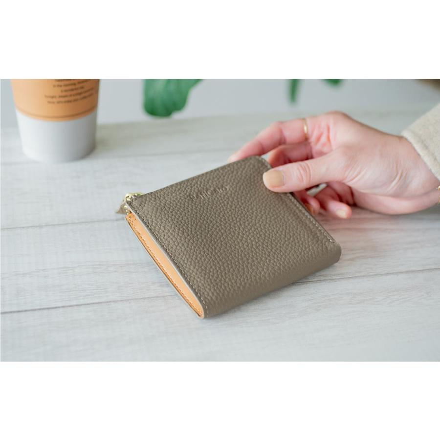 バイカラー ミニ財布 牛革 L字ファスナー 大容量 カード入れ 小銭入れ  