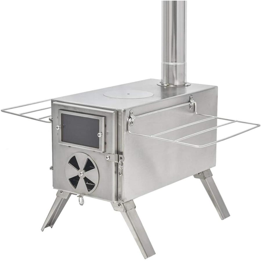 Anlik 薪ストーブ アウトドア調理 暖炉 キャンプ テント 煙突付き (シルバー/ステンレス製) Anlik 薪ストーブ アウトドア調理 暖炉 キャンプ テント 煙突付き シルバー/ステンレス製