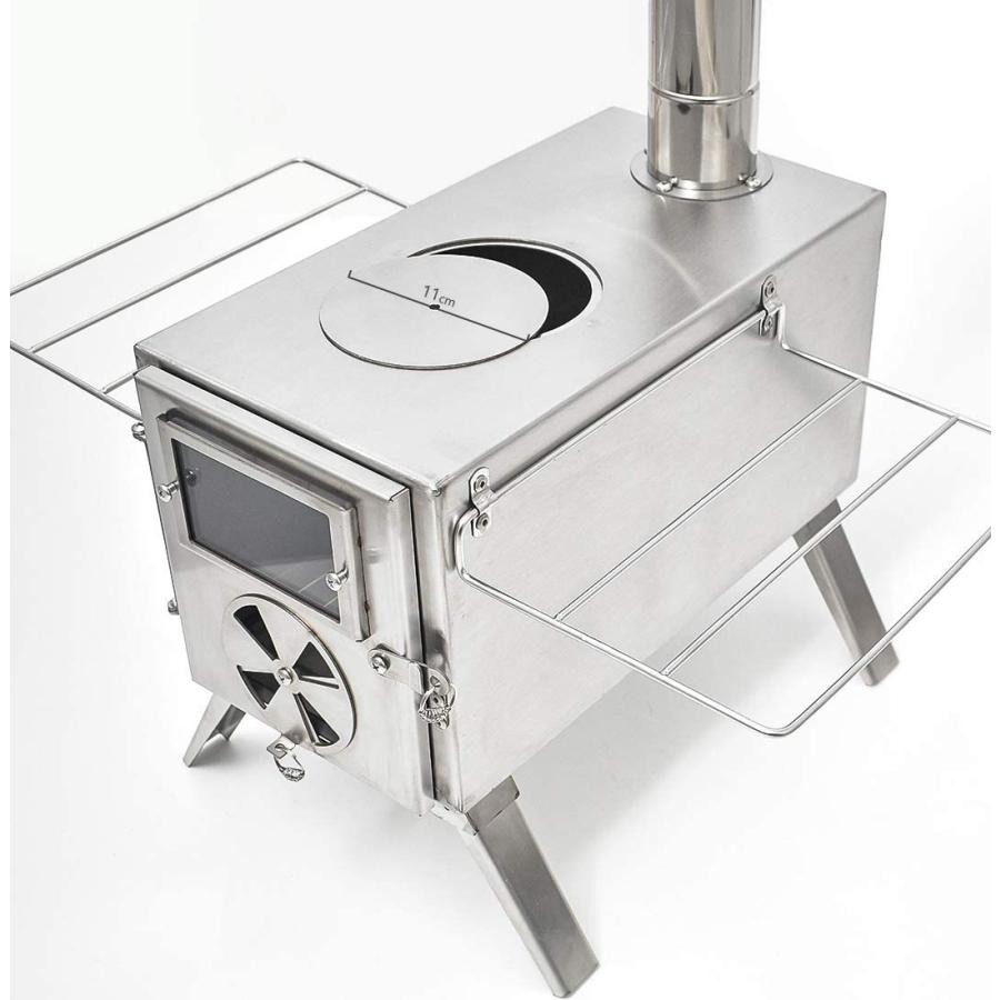 Anlik 薪ストーブ アウトドア調理 暖炉 キャンプ テント 煙突付き (シルバー/ステンレス製) Anlik 薪ストーブ アウトドア調理 暖炉 キャンプ テント 煙突付き シルバー/ステンレス製