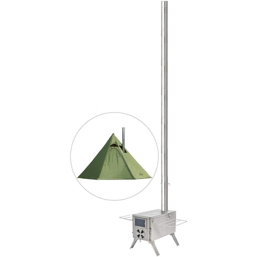 Anlik 薪ストーブ アウトドア調理 暖炉 キャンプ テント 煙突付き (シルバー/ステンレス製) Anlik 薪ストーブ アウトドア調理 暖炉 キャンプ テント 煙突付き シルバー/ステンレス製