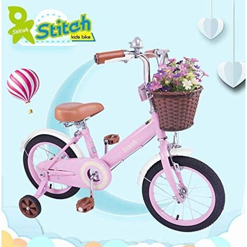円高還元 Stitch 子供自転車 女の子 2 3 4歳 12インチ 補助輪付き 幼児用自転車 クリスマス お誕生日プレゼント レトロ可愛い イギリス風 プリン Www Ampselectric Com