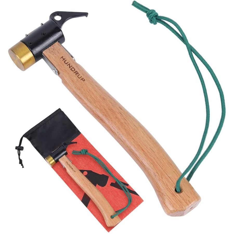 レビューで送料無料 21年強化版 真鍮製ヘッド ペグハンマー Hundrup 黄銅製ヘッド テントハンマー 木製ハンドル 手のひらにフィット 安全 ペグ打ち ペグ抜 予約販売品 Turningheadskennel Com