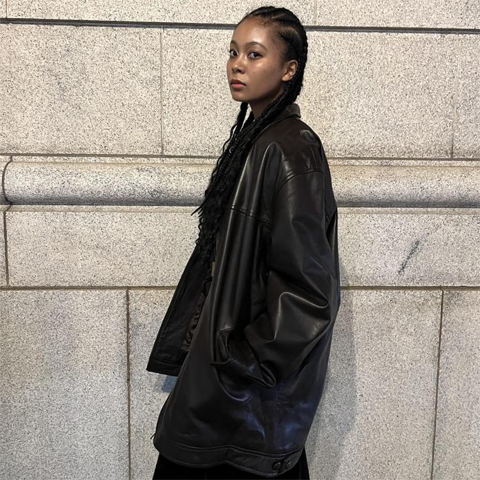 【AFO / UNISEX】SHEEP SKIN LEATHER LONG JACKET / シープスキン レザー ジャケット 羊革 革ジャン レザーコート アウターの画像