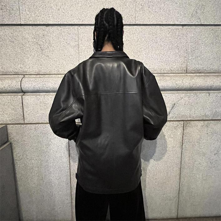 【AFO / UNISEX】SHEEP SKIN LEATHER LONG JACKET / シープスキン レザー ジャケット 羊革 革ジャン レザーコート アウターの画像