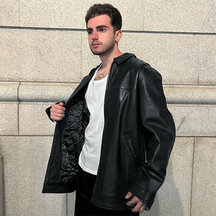 【AFO / UNISEX】SHEEP SKIN LEATHER LONG JACKET / シープスキン レザー ジャケット 羊革 革ジャン レザーコート アウターの画像