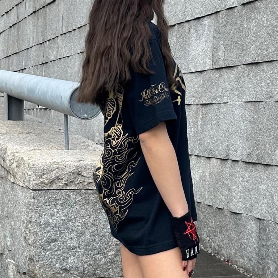 AFO/UNISEX】asuLA S/S TEE【BLACK / GOLD 和柄 】【ゆう AFO/UNISEX】asuLA S/S TEE【BLACK / GOLD 和柄 】【ゆう