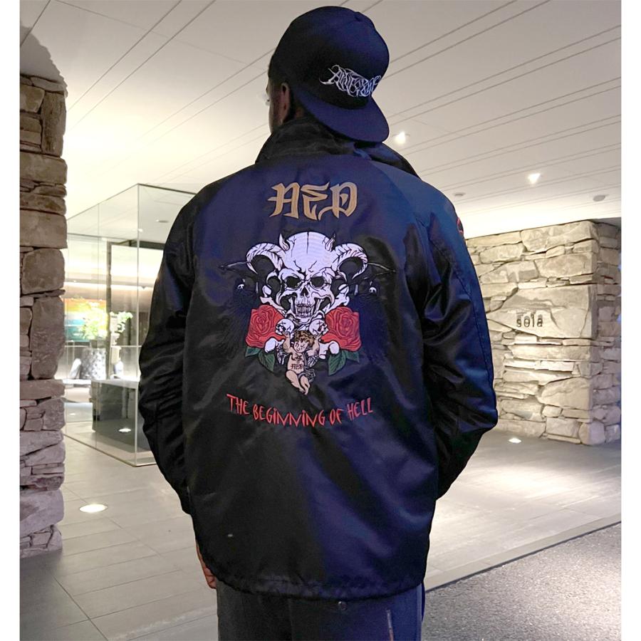 AFO】Beginning Of Hell サテン コーチ ジャケット(ボア裏地付 AFO】Beginning Of Hell サテン コーチ ジャケット(ボア裏地付