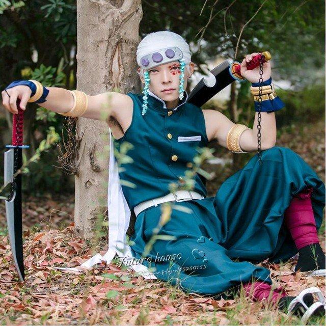 鬼滅の刃 風 鬼 宇髄天元 コスプレ衣装 ウイッグ 道具刀 靴 鬼滅の刃 風 鬼 宇髄天元 コスプレ衣装 ウイッグ 道具刀 靴