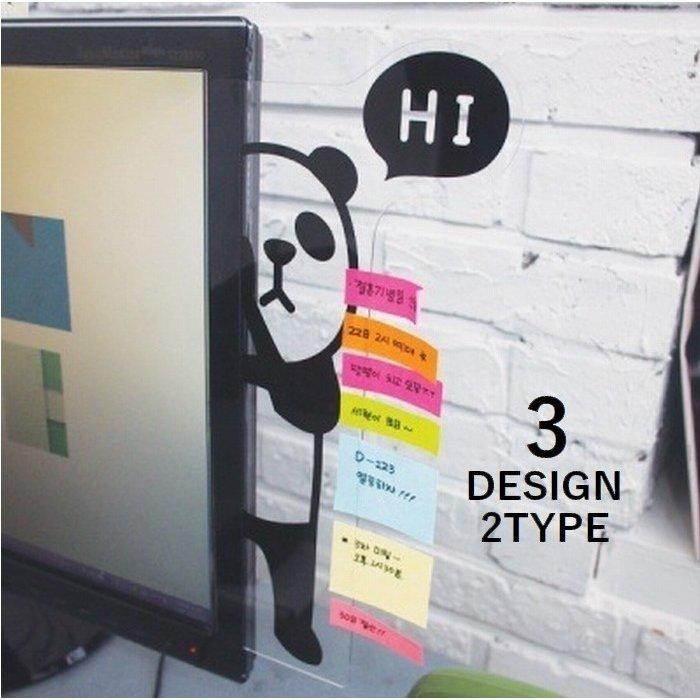 付箋ボードメモボードモニターメモボードパソコンメモボードかわいいオフィス用品事務用品パンダ
