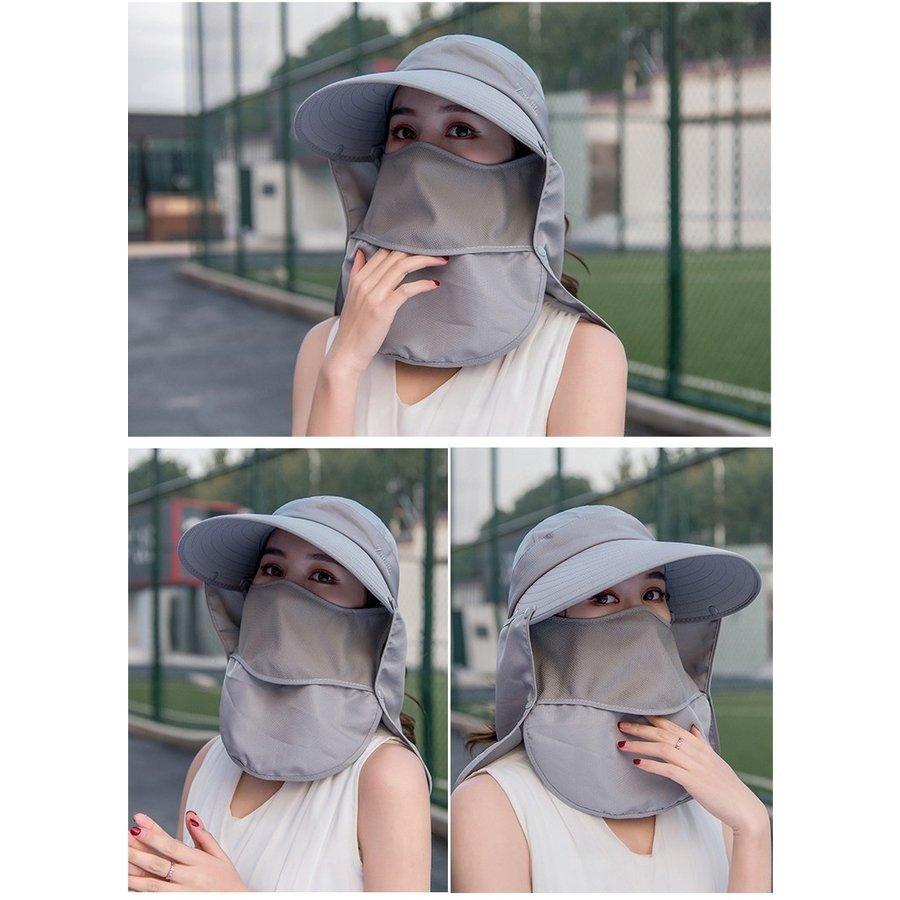 市場 日よけ帽子 あご紐 農作業 レディース 農業女子 Uvカット ガーデニング 4way フェイスカバー付 つば広 飛ばない Uv帽子 おしゃれ