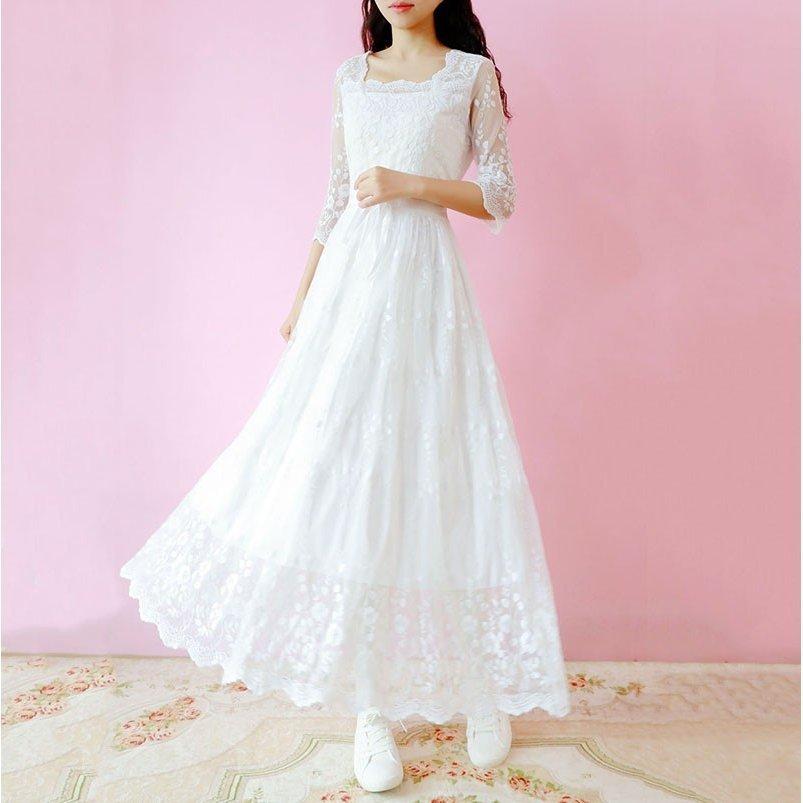 レース ドレス ワンピース スリット 結婚式 ホワイト 楽天市場】レースワンピース 全2色 スリット ブラックドレス V