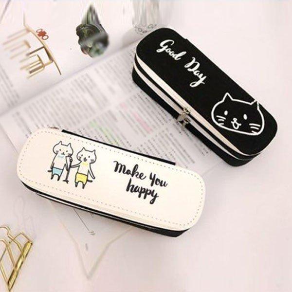 ペンケース筆箱ペン入れ筆記用具入れ猫ネコ文字イラスト可愛いチャック2段2収納学生学校雑貨 All415cad5f756 Allure Webshop 通販 Yahoo ショッピング