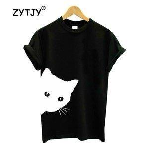 Tシャツレディースカットソートップスoネック半袖猫印刷ネコ柄プリントTシャツカジュアルブラックホワイトグレー｜allurewebshop｜03