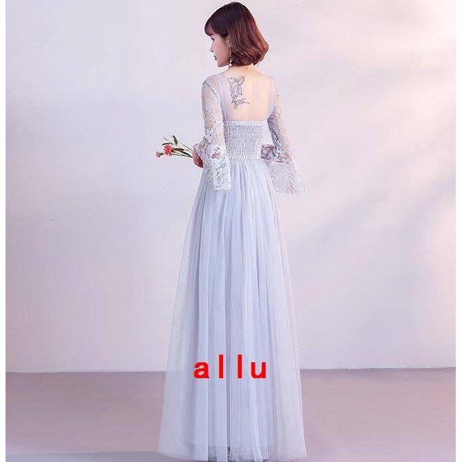 ロングドレス ブライズメイド ドレス 演奏会 Long dress ワンピース 二次会 結婚式 ウェディングドレス 謝恩会 ドレス 花嫁ドレス 袖あり パーティードレス｜allurewebshop｜15