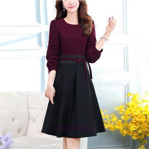 最前線の きれいめ ファッション レディース ワンピース ひざ丈 オフィス 通勤 50代 40代 30代 代 ドッキングワンピース 上品 ラウンドネック 春 秋 女性 ワンピース サイズ L Www Ldlab It