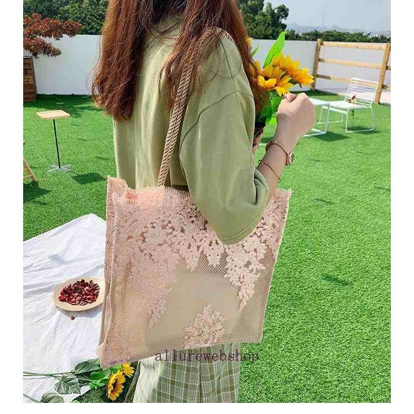 ヴィンテージレーストートバッグ メッシュレース 大きめ ロープ トレンド Allby Allure Webshop 通販 Yahoo ショッピング