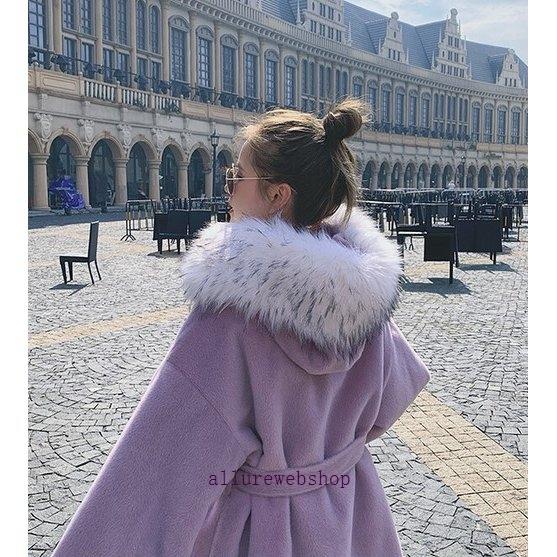 ラッピング不可 秋 カジュアル 女性 ファッション 50代 40代 30代 代 冬 秋 カジュアル 女性 ファッション 50代 40代 30代 代 レディース ウエストベルト フード付き ドロップショルダー ミドル丈 ファー付きコート 冬 コート アウター