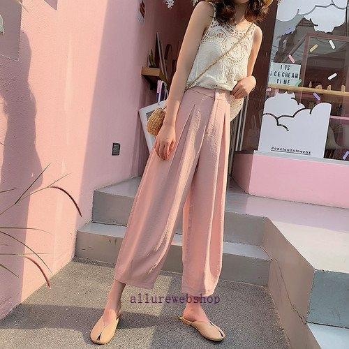 代 30代 40代 50代 ファッション 女性 カジュアル レディース 夏服 春 サルエルパンツ テーパードパンツ ハイウエスト アンクル丈 ピンク ベージュ Allby Allure Webshop 通販 Yahoo ショッピング