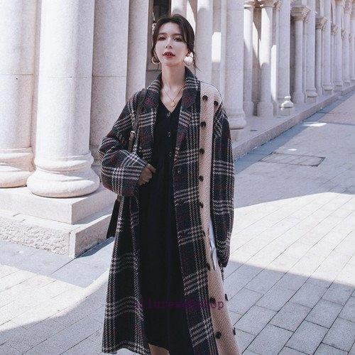 流行 秋 ファッション レディース コート 冬 50代 40代 30代 代 春 秋 ファッション レディース コート 春 通勤 秋冬 長袖 シングルブレスト ツイード チェック柄ウールコート 冬 カジュアル 女性 50代 40代 30代 代 コート アウター
