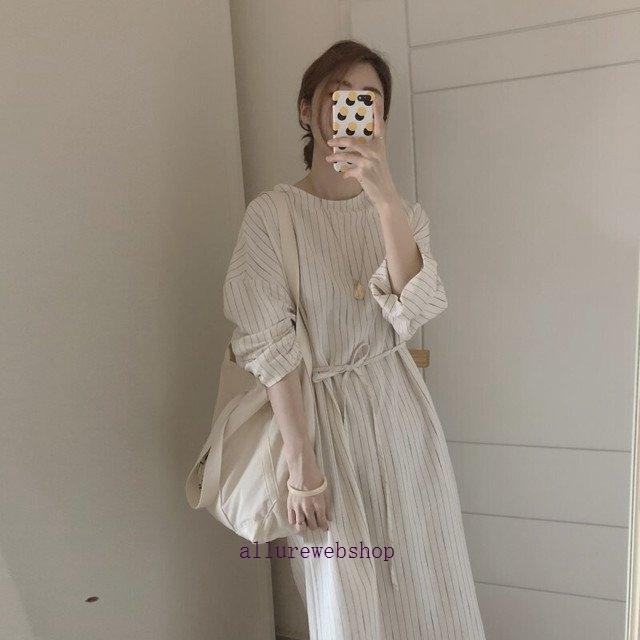 シャツワンピース レディース ファッション ワンピース 代 30代 40代 50代 女性 秋 春 夏服 ストライプ コットンワンピース 長袖 シャツワンピ 超可爱の