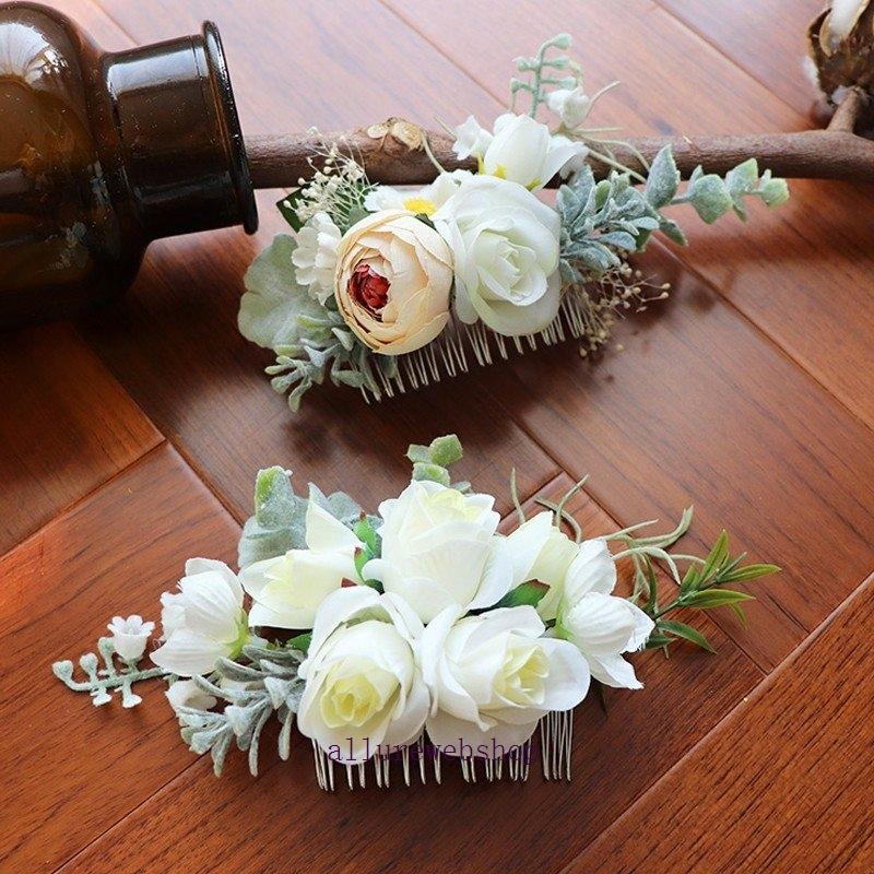 ヘッドドレス 花 花飾り ウェディング 結婚式 髪飾り パーティー 二次会 女子会 お呼ばれ 花嫁 ヘアアクセサリー ブライダル用 ヘアコーム 撮影用 6色 Allby Allure Webshop 通販 Yahoo ショッピング