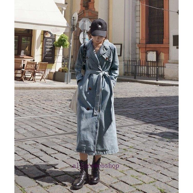 国内発送 カジュアル 女性 50代 40代 30代 代 春 秋 コート ファッション レディース ロングコート デニムロングコート ウエストベルト テーラードカラー 長袖 サイズ L Kgplast Com